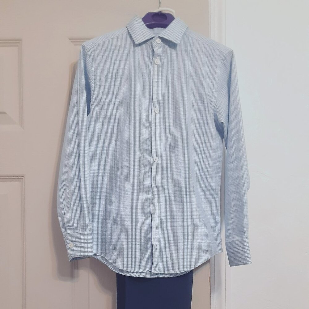 Van Heusen Kids Size 6-7 Boys 2 Piece Long Sleeve Dress Clothes Outfit Blue